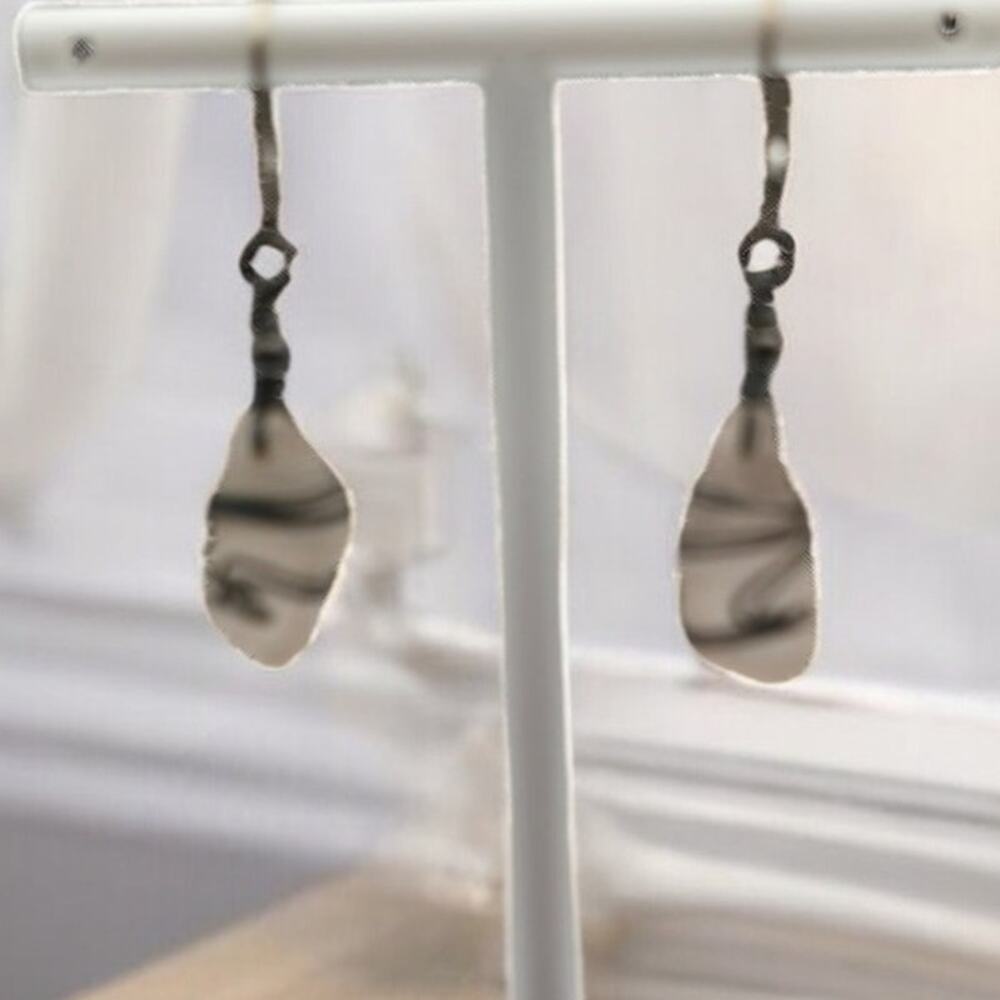 Beautiful Sterling Silver 925 Wrapped Drop Dangle Earrings w/ Pinkish Stone Vtg
